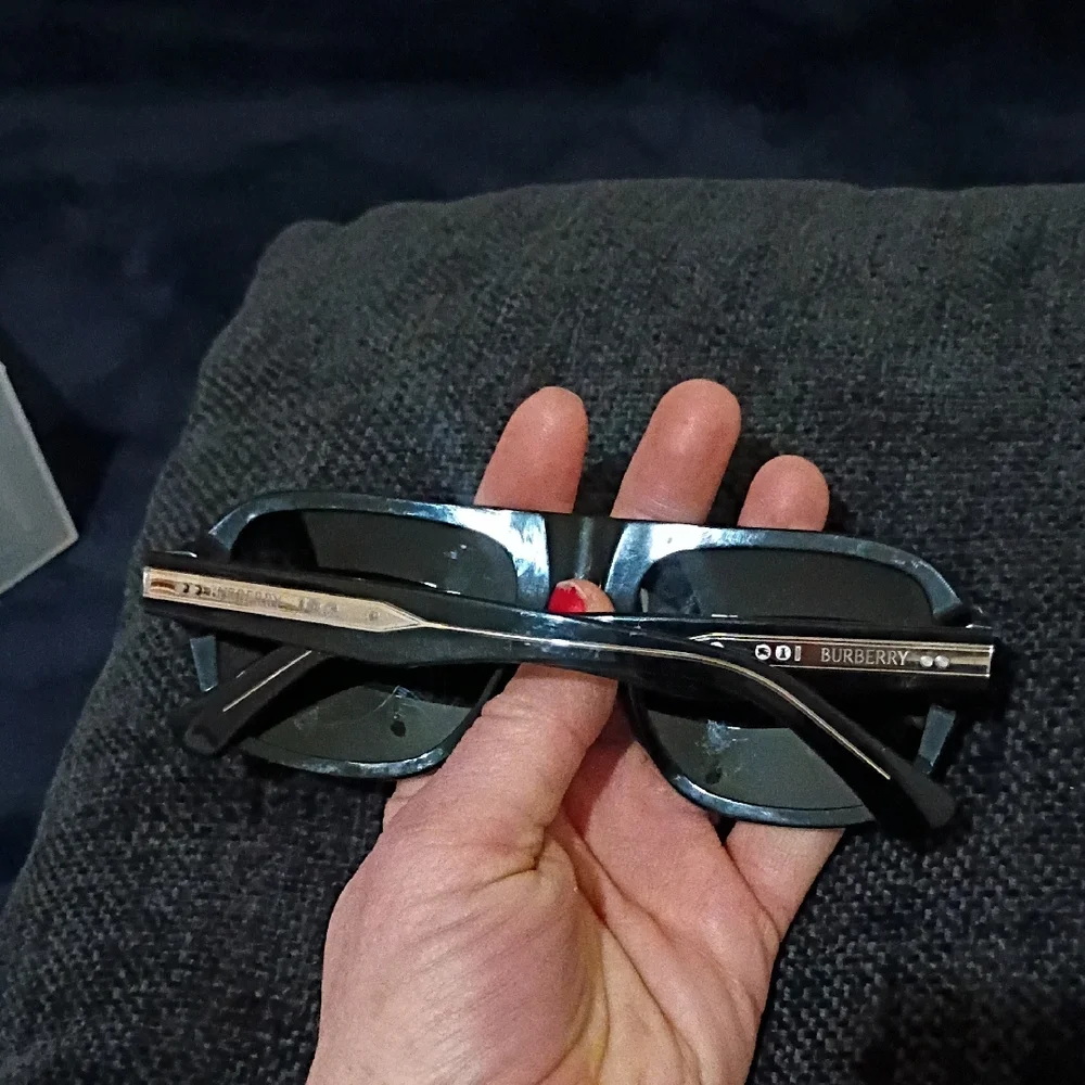 Burberry Black and Silver Logo Temple Sunglasses